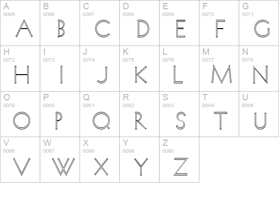 Koch Quadrat Outlines uppercase A-Z preview