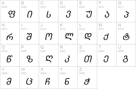 Kolkhety-ITV Italic uppercase A-Z preview