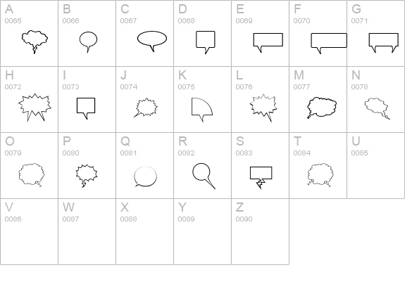 Komika Bubbles uppercase A-Z preview