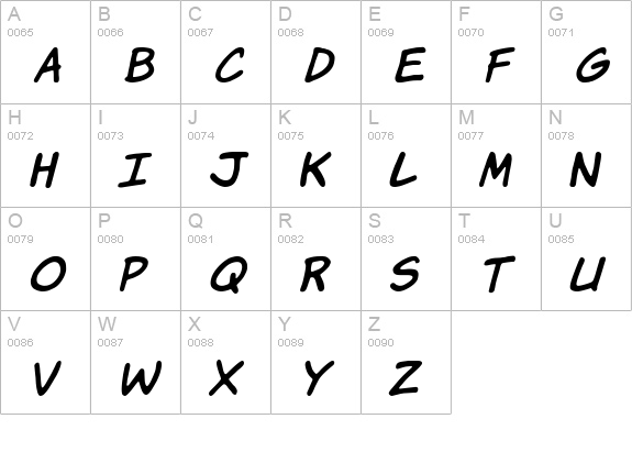 Komika Hand Italic uppercase A-Z preview