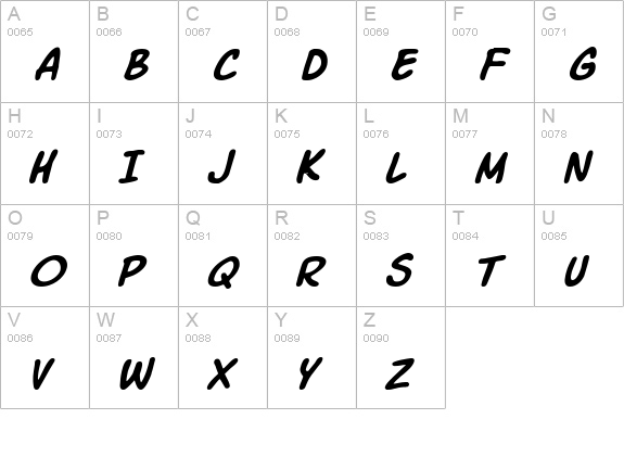 Komika Slick Italic uppercase A-Z preview