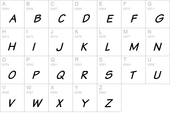 Komika Text Italic uppercase A-Z preview
