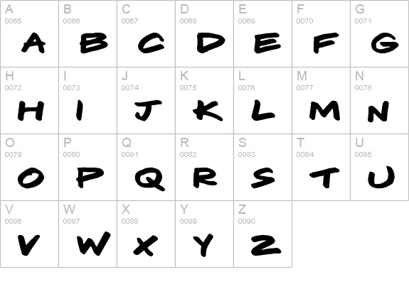 Komix uppercase A-Z preview