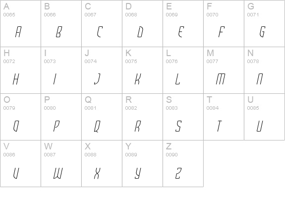 Komunique-LightItalic uppercase A-Z preview