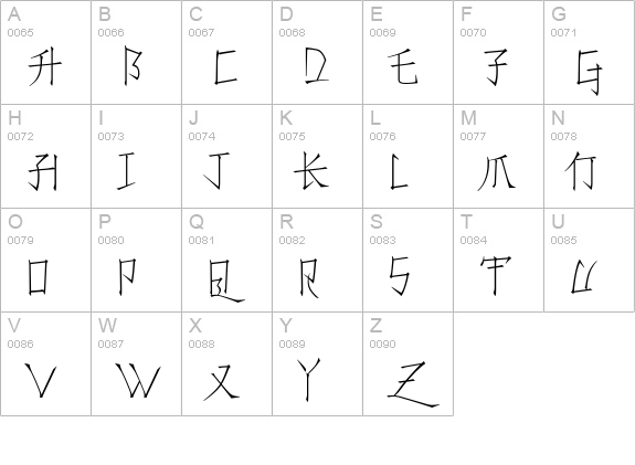 Konfuciuz Thin uppercase A-Z preview