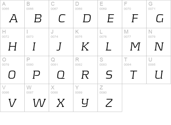 Kontrapunkt Light Italic uppercase A-Z preview