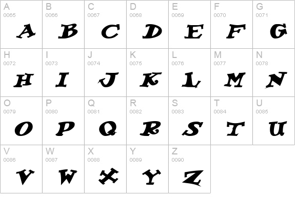 KoolKapsDisplayHvy Bold Italic uppercase A-Z preview