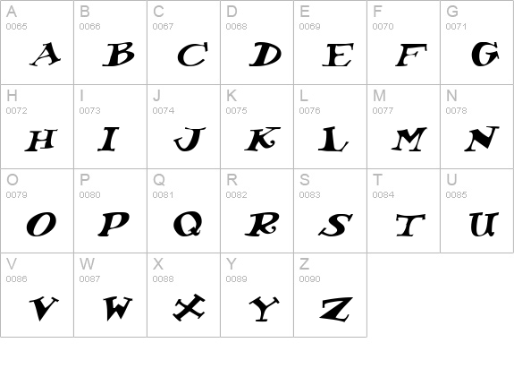 KoolKapsDisplayHvy Italic uppercase A-Z preview