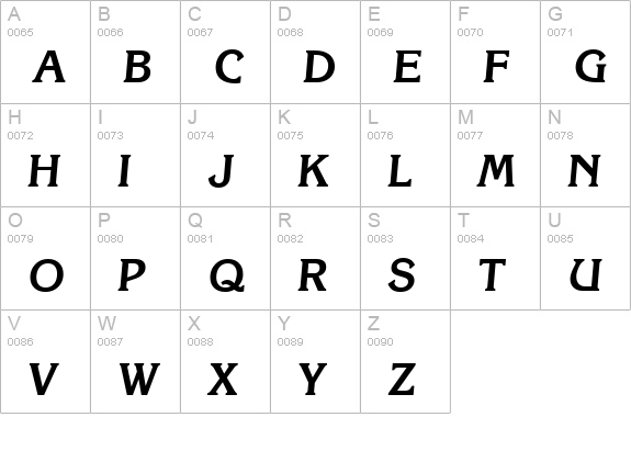 KorinthSerial-BoldItalic uppercase A-Z preview