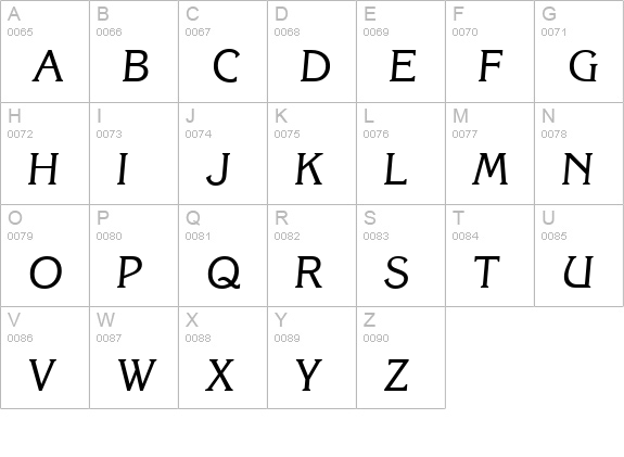 KorinthSerial-Italic uppercase A-Z preview