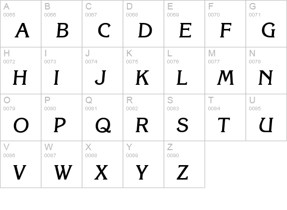 KorinthSerial-Medium-Italic uppercase A-Z preview
