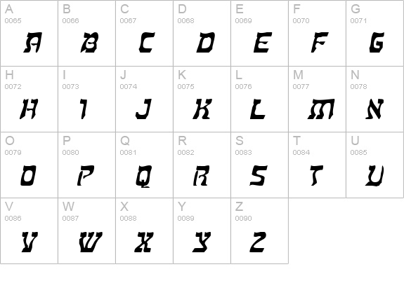 Kosher Extended Italic uppercase A-Z preview