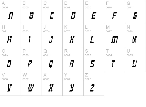 Kosher Italic uppercase A-Z preview