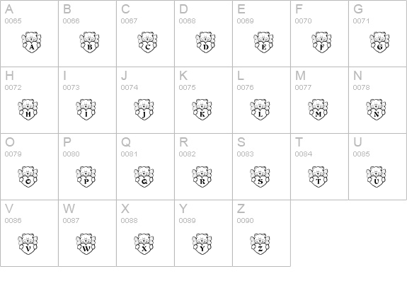 KR Angel Bear uppercase A-Z preview