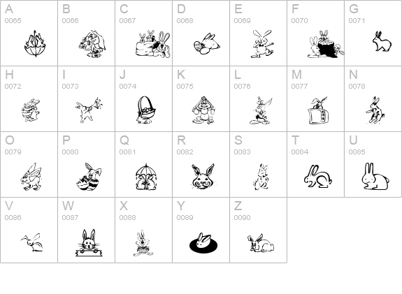KR Bunny Dings uppercase A-Z preview