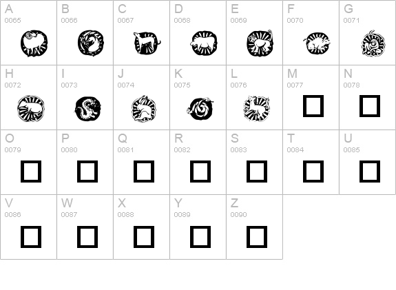 KR Chinese Zodiac uppercase A-Z preview