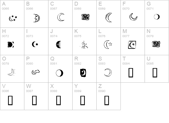 KR Crescent Moons uppercase A-Z preview