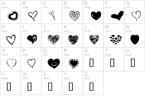 KR Heartalicious uppercase A-Z preview