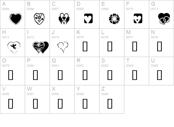 KR Heartiness uppercase A-Z preview
