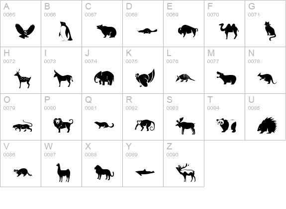 KR Menagerie uppercase A-Z preview