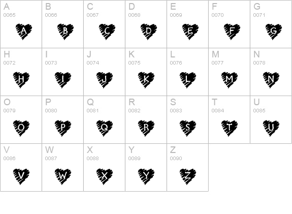 KR Scribble Heart uppercase A-Z preview