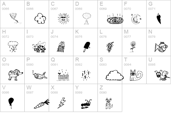 KR Silly Art Dings uppercase A-Z preview