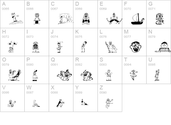 KR Silly Art People uppercase A-Z preview