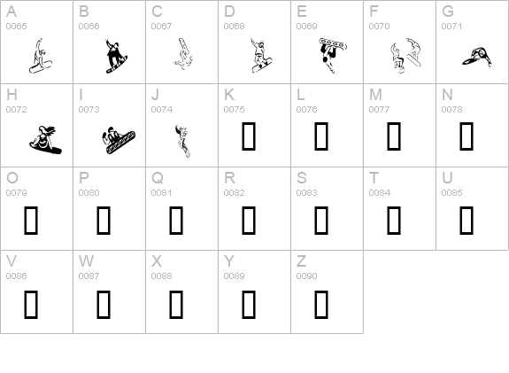 KR Snowboard uppercase A-Z preview