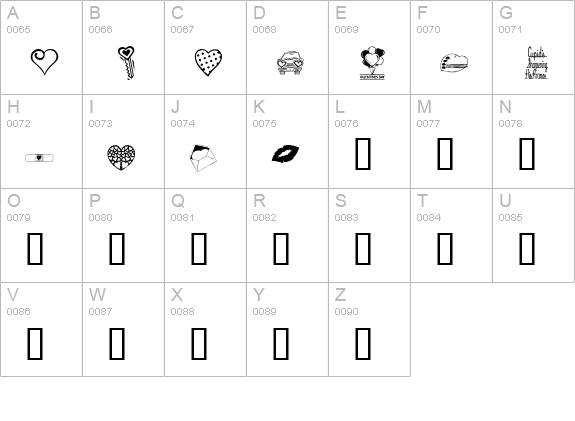 KR Valentine Dings uppercase A-Z preview