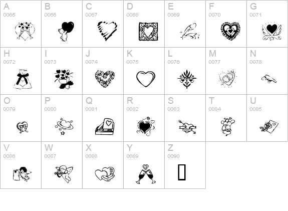 KR Valentine Dings 2002 uppercase A-Z preview