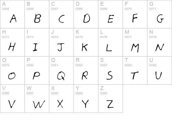 KramersHand Regular uppercase A-Z preview