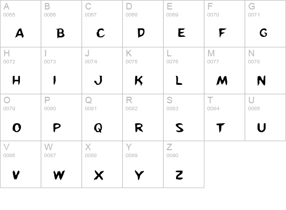 Kreeture uppercase A-Z preview