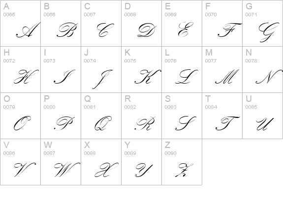 KremlinScriptOne-Regular uppercase A-Z preview