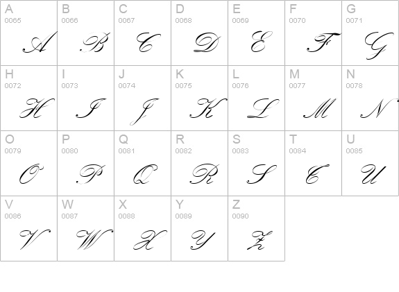 KremlinScriptTwo-Regular uppercase A-Z preview