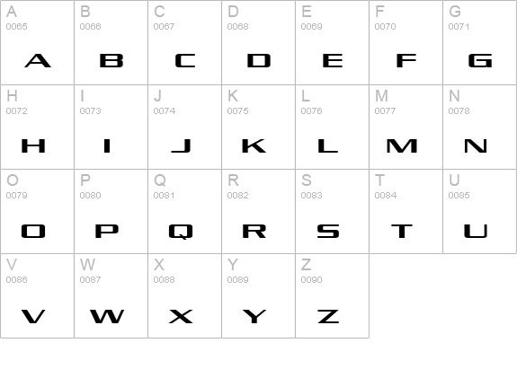 Kubra_Condensed uppercase A-Z preview
