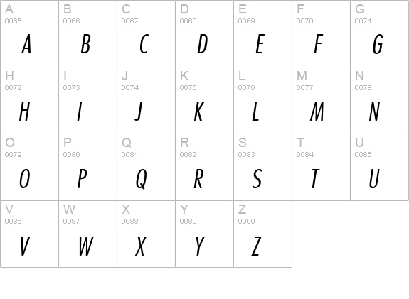 Kudos Light Condensed SSi Normal uppercase A-Z preview