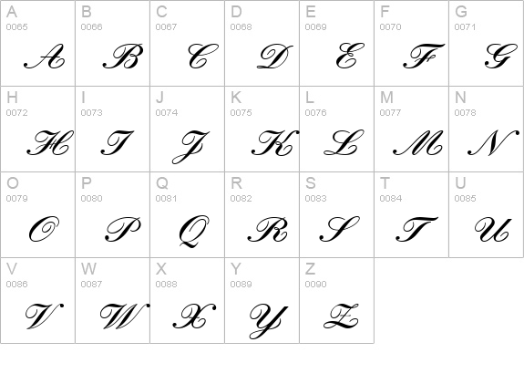 KunstlerschreibschDBol uppercase A-Z preview