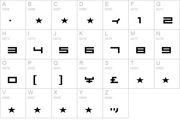 Kunstware-Katakana uppercase A-Z preview