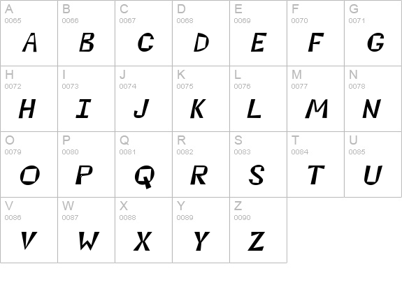 Kwirky Italic uppercase A-Z preview