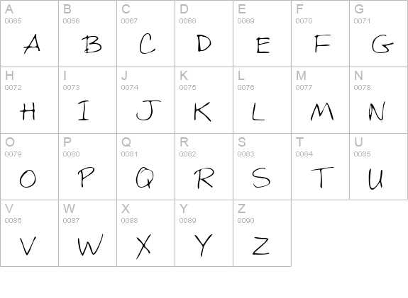 KylesHand uppercase A-Z preview