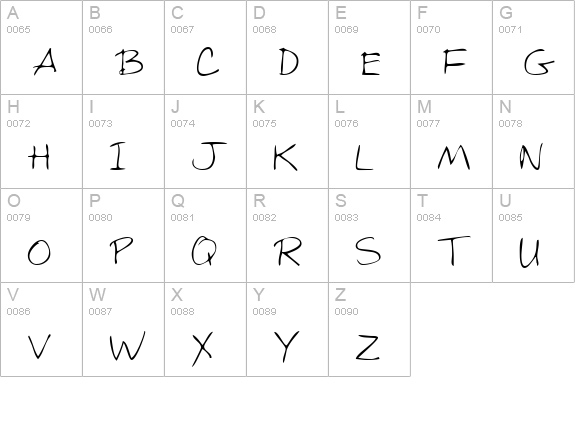 KylesHand Regular uppercase A-Z preview