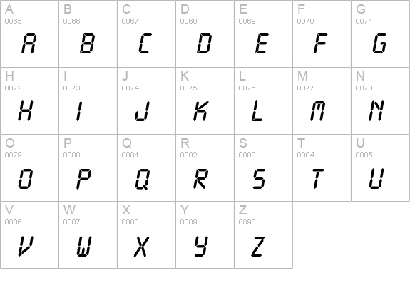 L.C.D. Italic uppercase A-Z preview