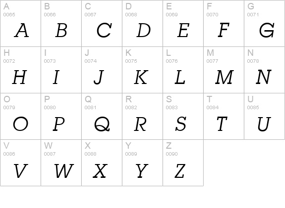 L850-Slab-Italic uppercase A-Z preview