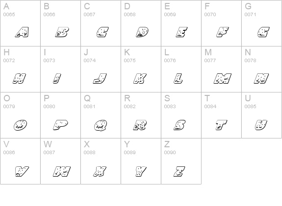 Land Shark Outline Italic uppercase A-Z preview