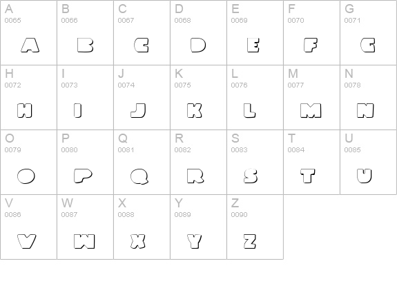 Land Whale Outline uppercase A-Z preview