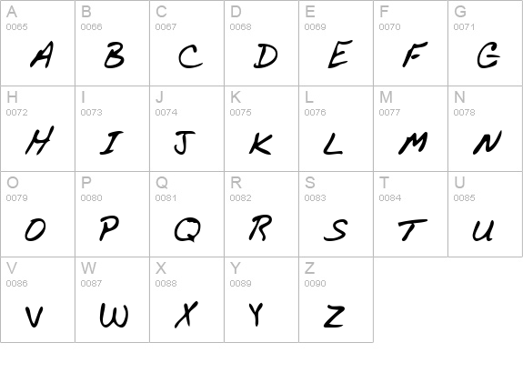LannysHand Regular uppercase A-Z preview