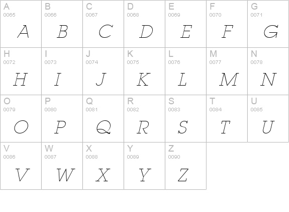 Lapland Light Italic uppercase A-Z preview