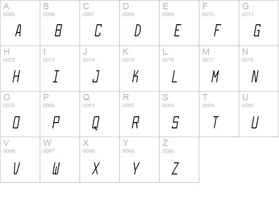 Larabiefont Compressed Italic uppercase A-Z preview