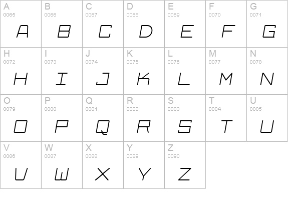Larabiefont Extended Italic uppercase A-Z preview