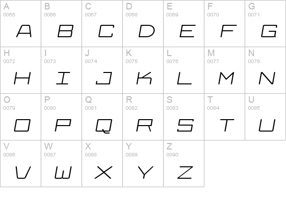 Larabiefont Xtrawide Italic uppercase A-Z preview